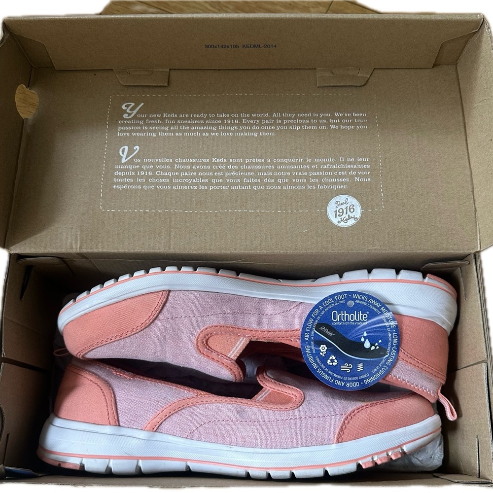 Keds women Coral and Pink Slip-On Sneakers
